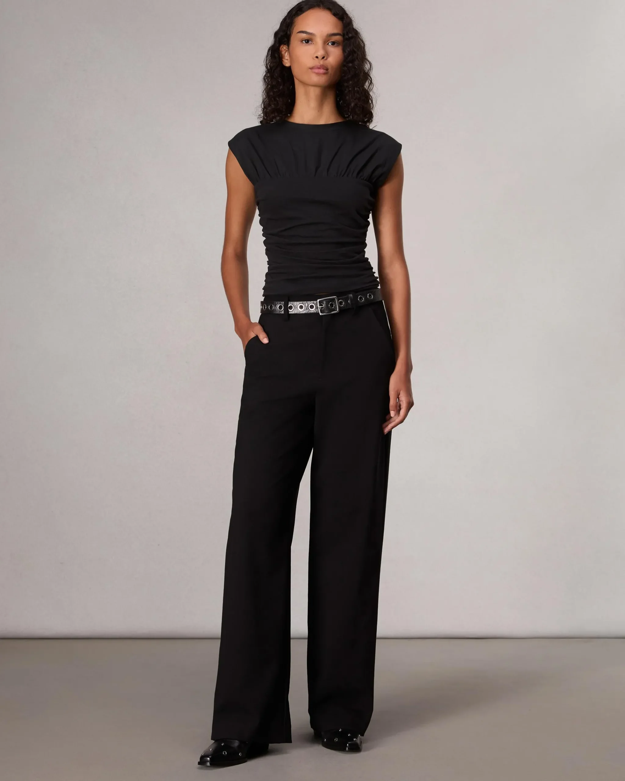 rag & bone Mica Banded Cotton Top Black Clearance
