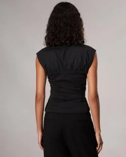 rag & bone Mica Banded Cotton Top Black Clearance