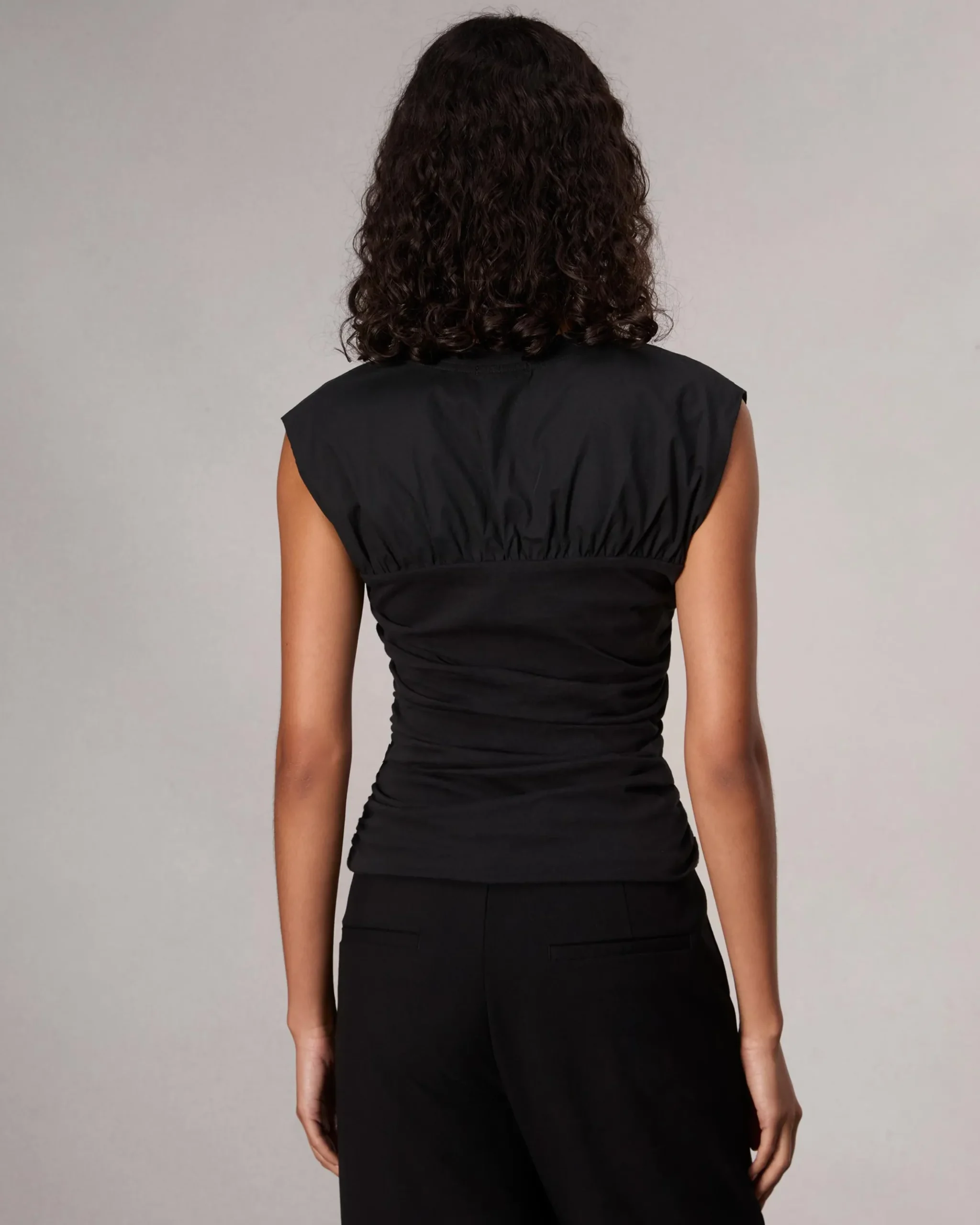 rag & bone Mica Banded Cotton Top Black Clearance