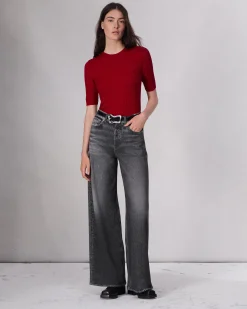 rag & bone Miramar Terry Sofie Wide-Leg Pant Washed Black Discount