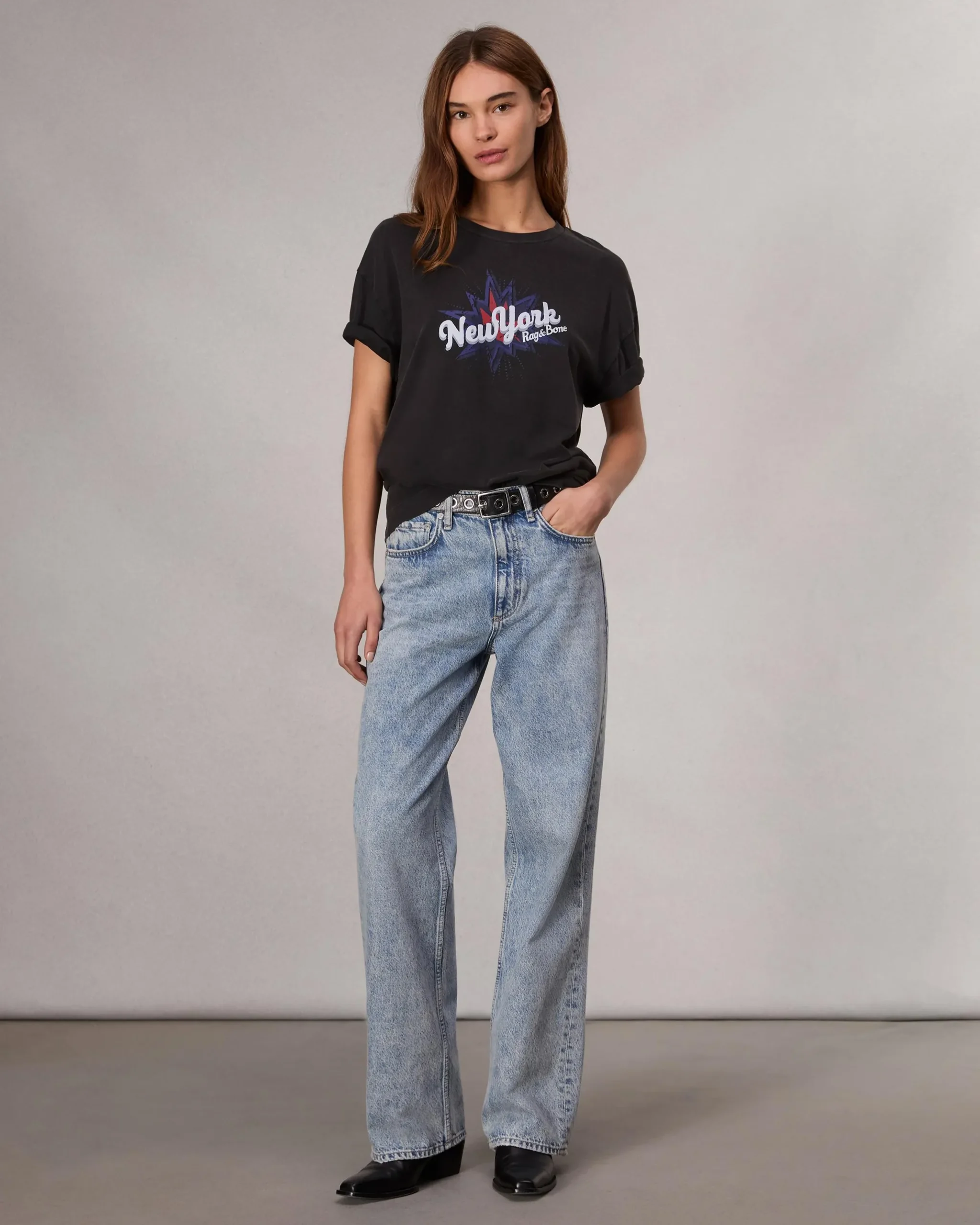 rag & bone New York Boyfriend T-Shirt Black Multi Fashion