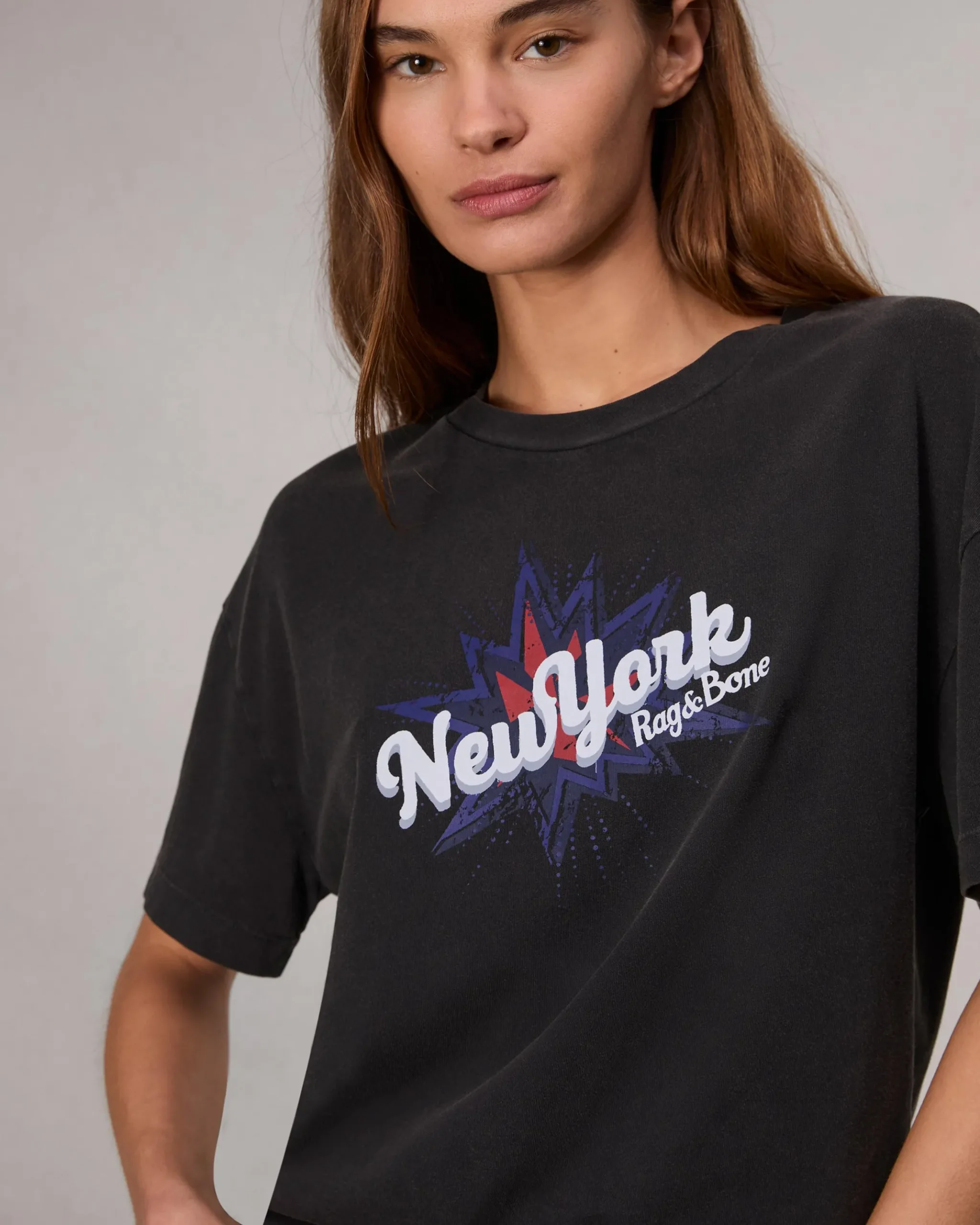 rag & bone New York Boyfriend T-Shirt Black Multi Fashion