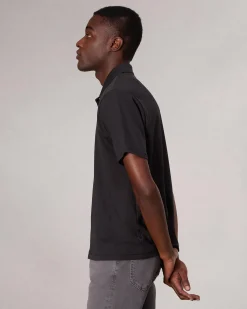 rag & bone Pima Cotton Polo Shirt Black Flash Sale