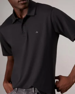 rag & bone Pima Cotton Polo Shirt Black Flash Sale