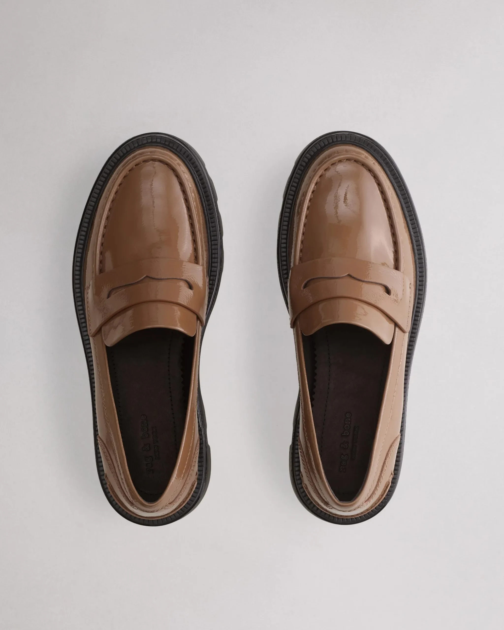 rag & bone Quinn Leather Loafer Taupe Patent Hot