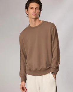 rag & bone Raw-Edge Cotton Sweatshirt Brown New