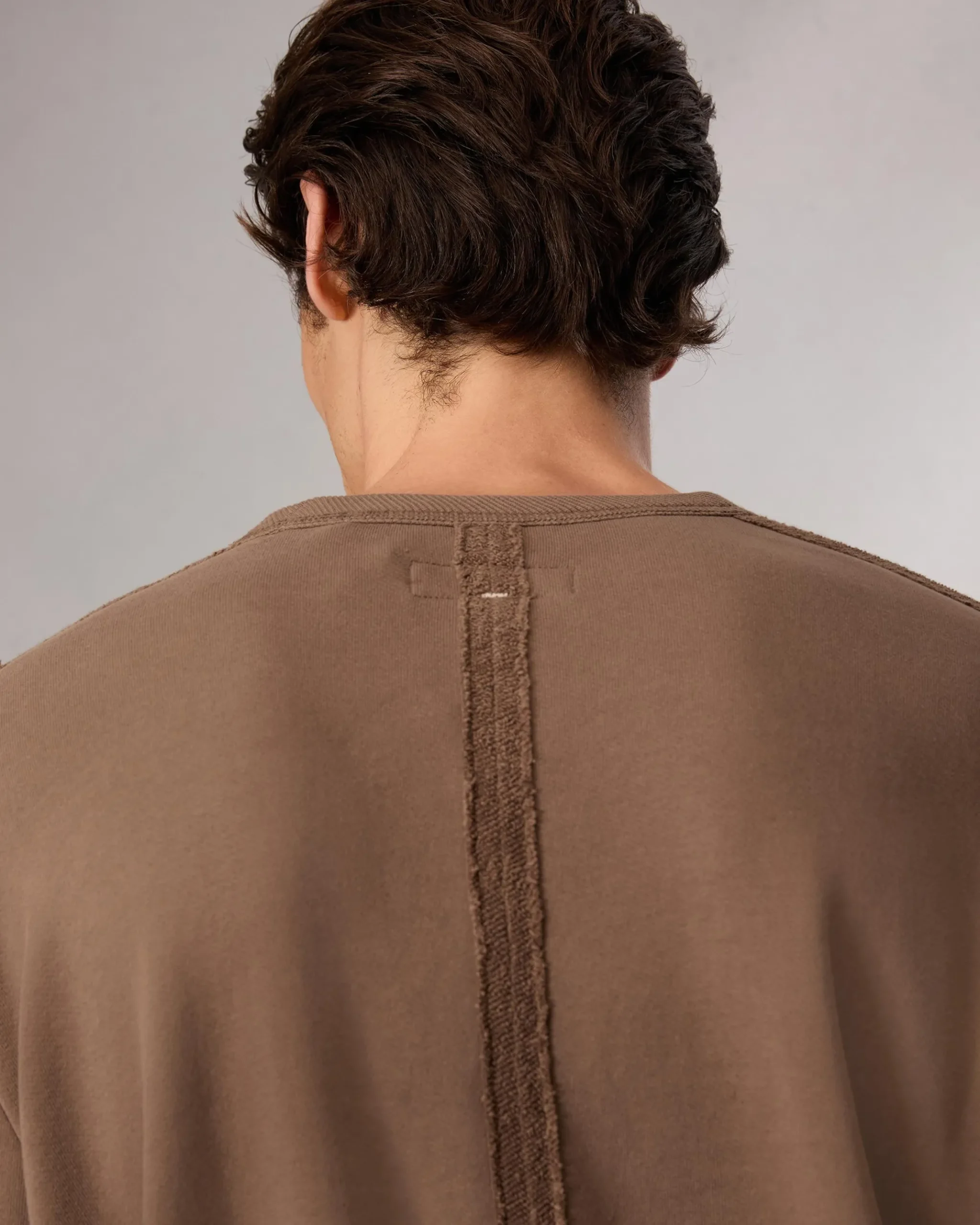 rag & bone Raw-Edge Cotton Sweatshirt Brown New