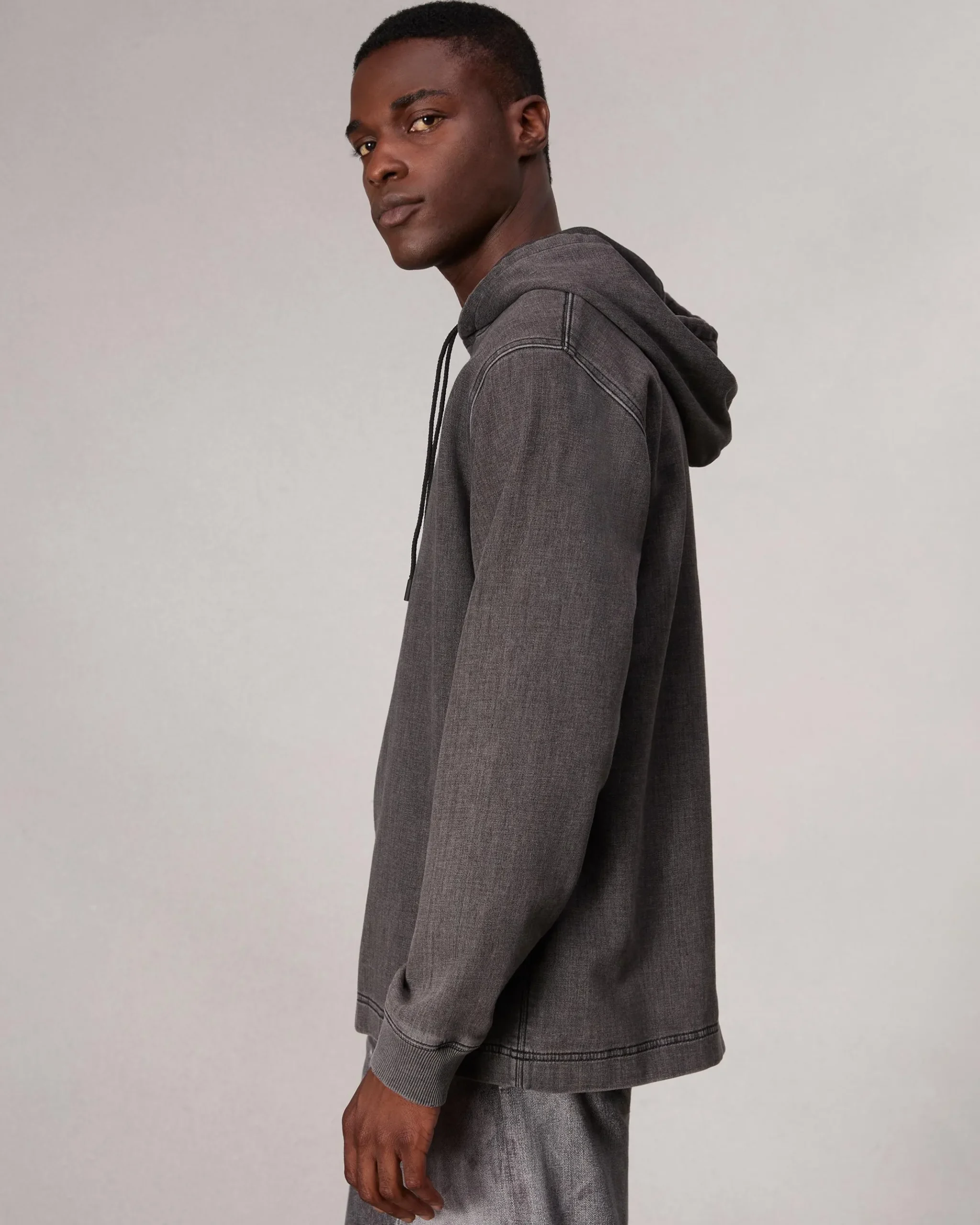 rag & bone rbSTRIDE Denim Hoodie Charcoal New