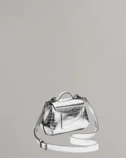 rag & bone Realm Embossed Metallic Leather Crossbody Bag Silver Sale