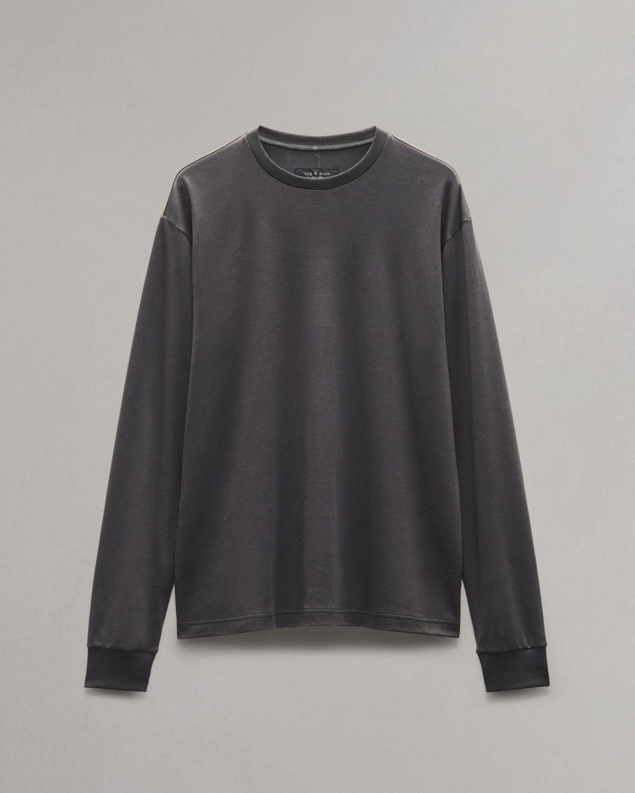 rag & bone Relaxed Fit Contrast-Trim Cotton Tee Washed Black Shop
