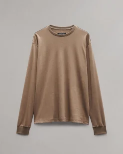 rag & bone Relaxed Fit Contrast-Trim Cotton Tee Brown Outlet
