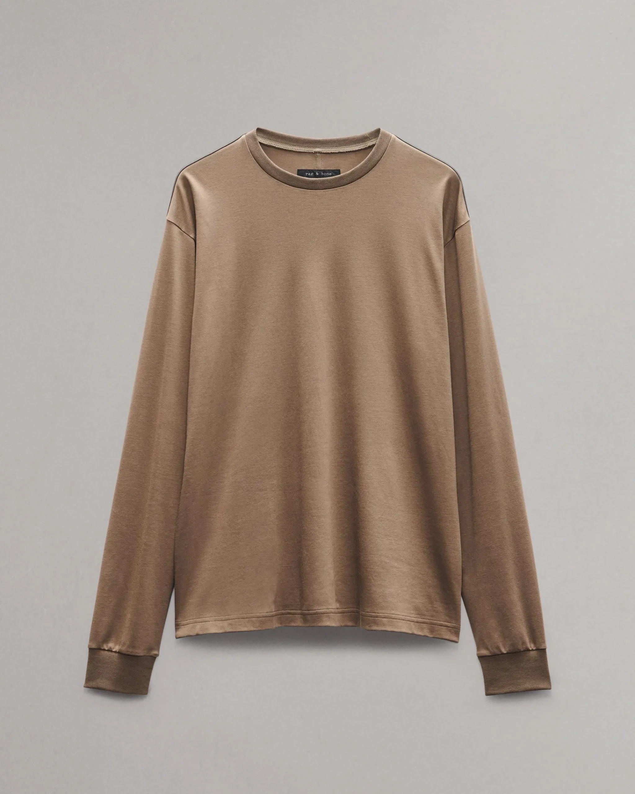 rag & bone Relaxed Fit Contrast-Trim Cotton Tee Brown Outlet