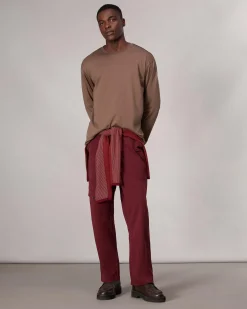 rag & bone Relaxed Fit Contrast-Trim Cotton Tee Brown Outlet