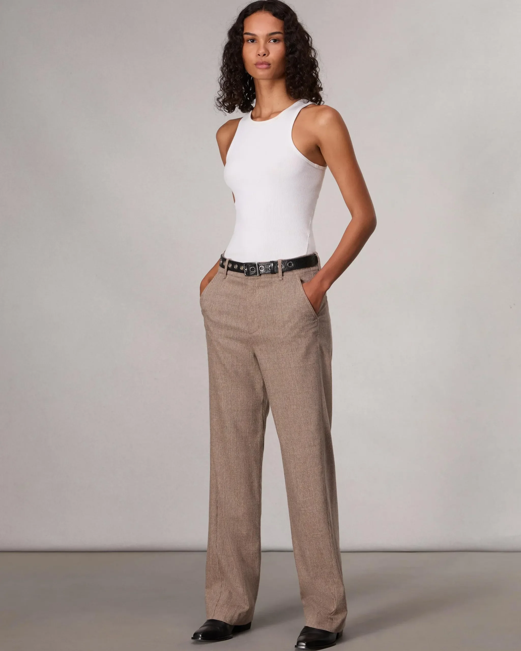 rag & bone Shea Full-Length Plaid Pant Camel Plaid Best