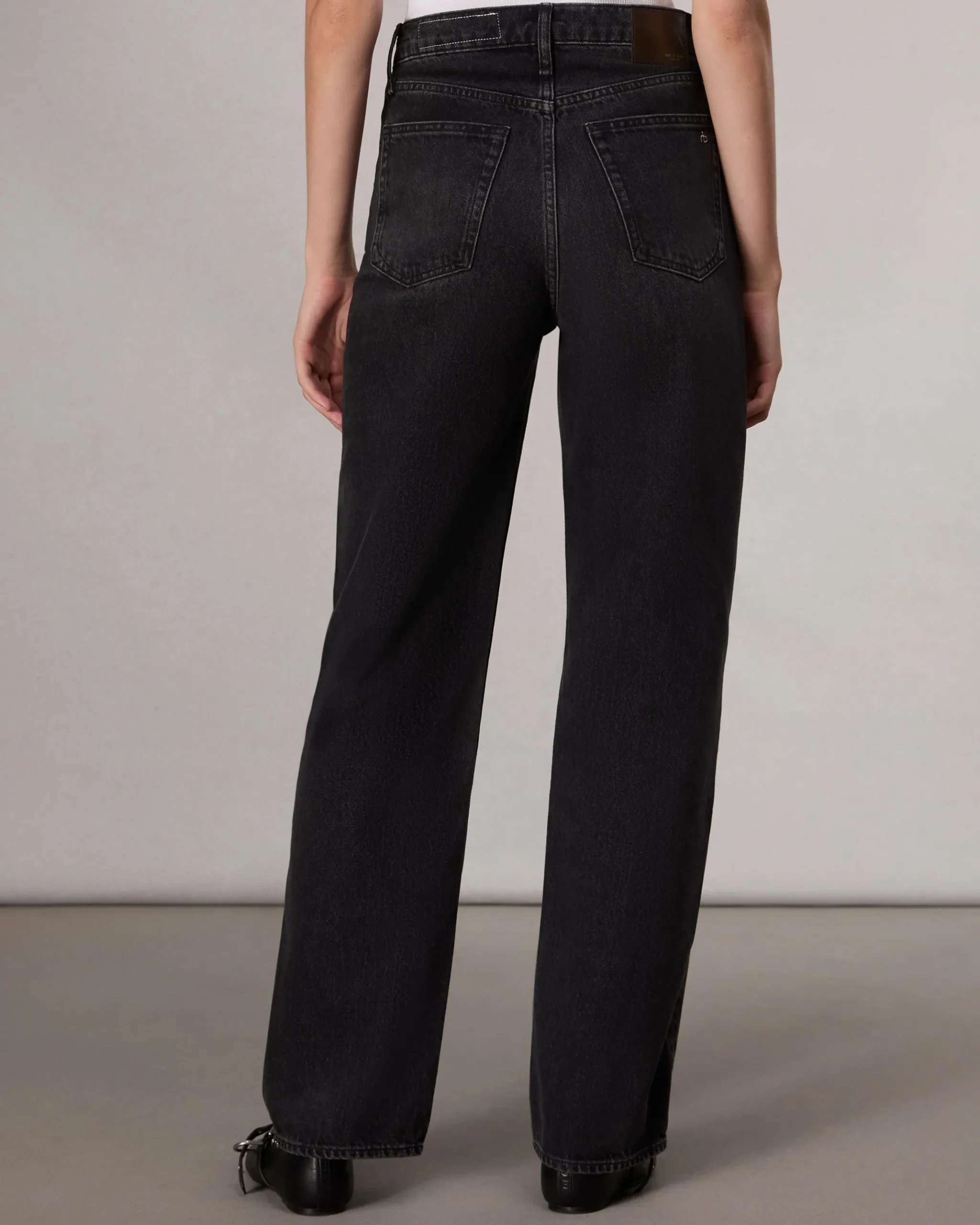 rag & bone Shea Relaxed Straight Jean Black Stone Outlet