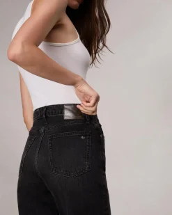 rag & bone Shea Relaxed Straight Jean Black Stone Outlet