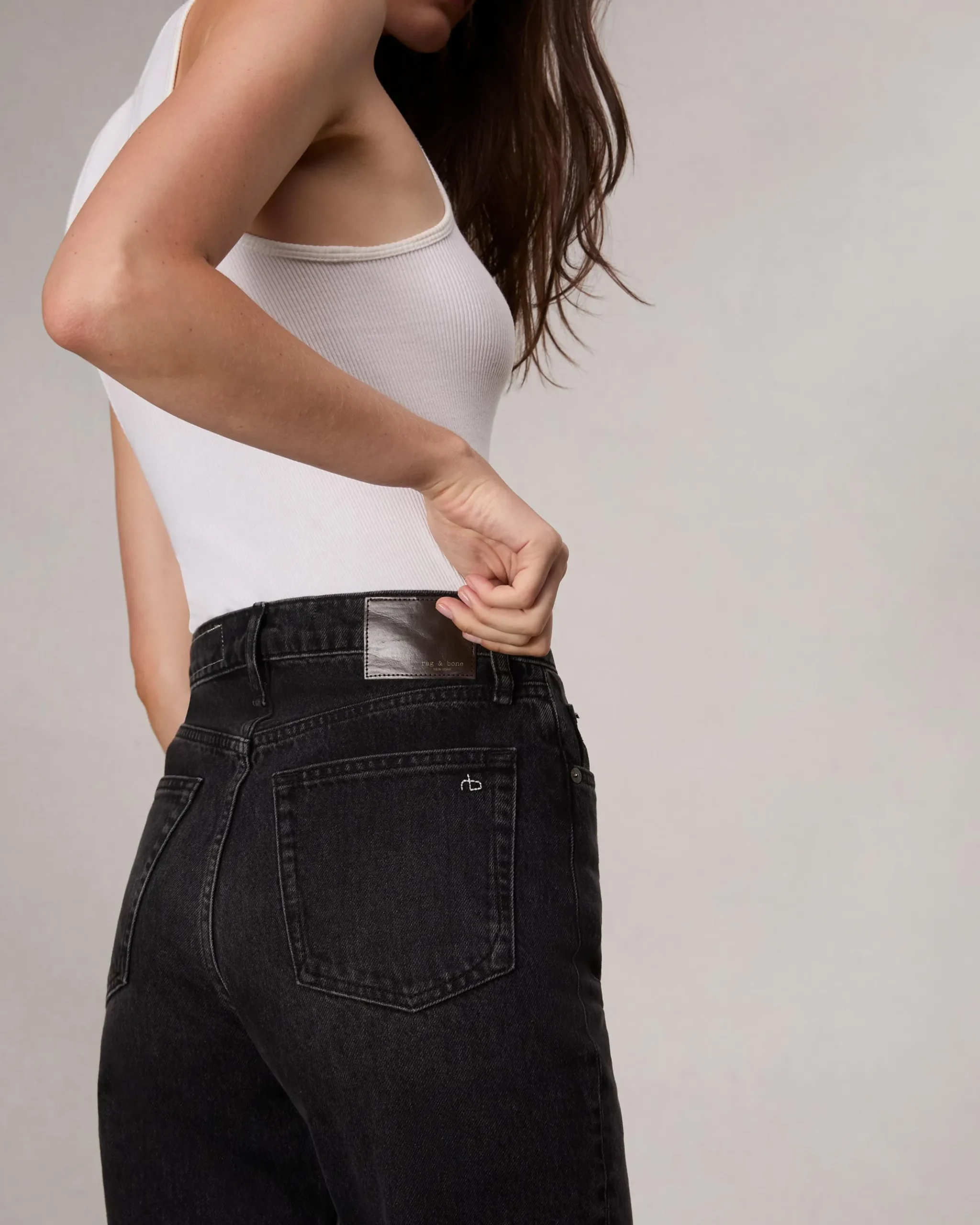 rag & bone Shea Relaxed Straight Jean Black Stone Outlet