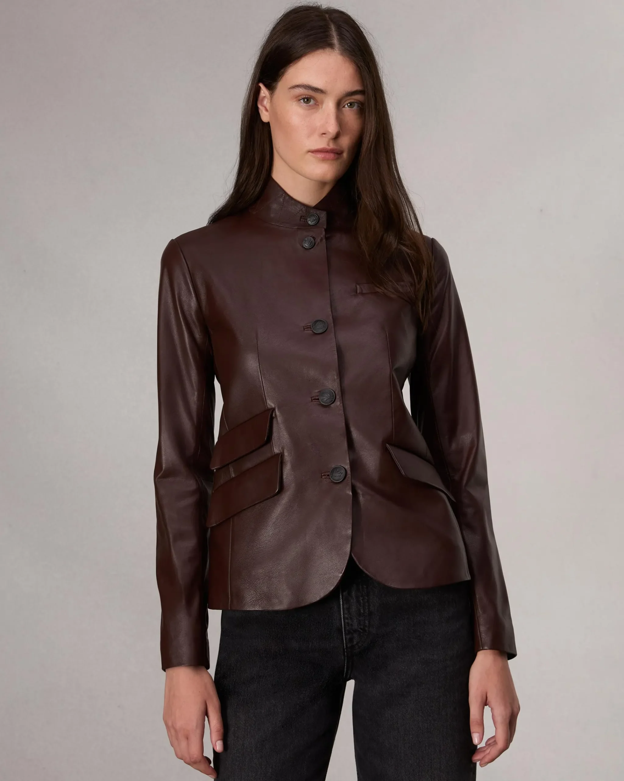 rag & bone Slade Leather Blazer Dark Brown Hot