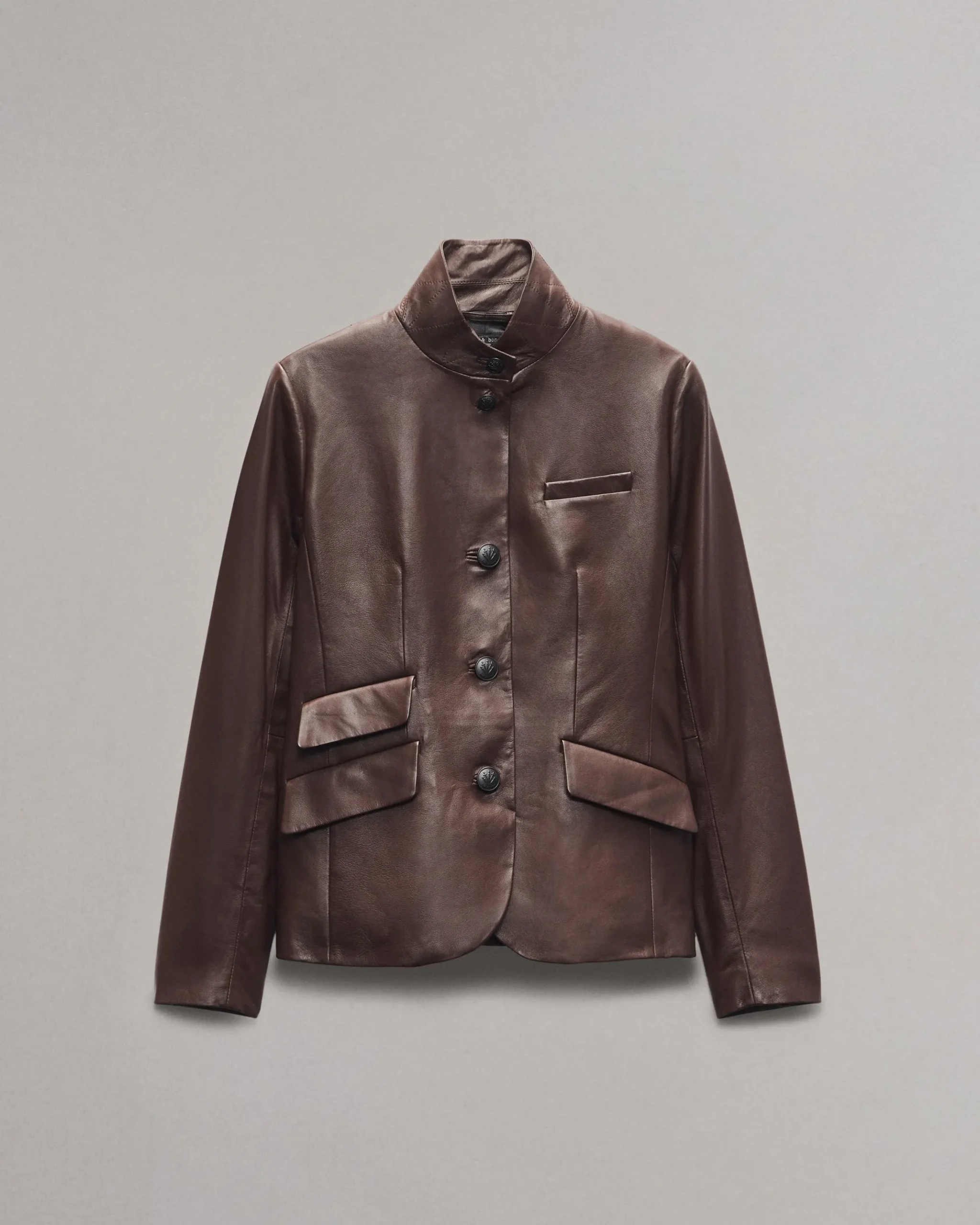 rag & bone Slade Leather Blazer Dark Brown Hot
