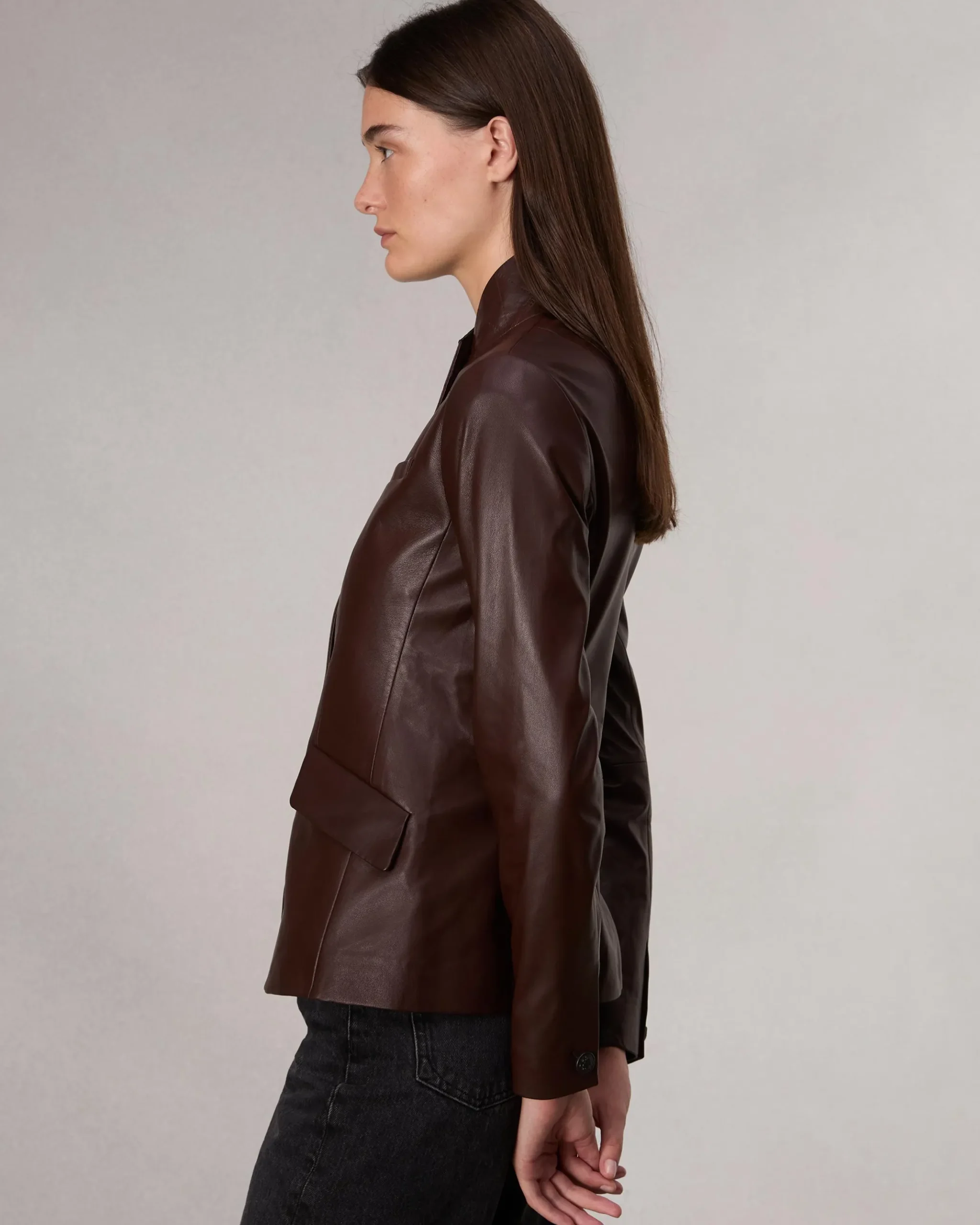 rag & bone Slade Leather Blazer Dark Brown Hot