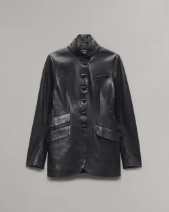 rag & bone Slade Long Leather Blazer Black Cheap