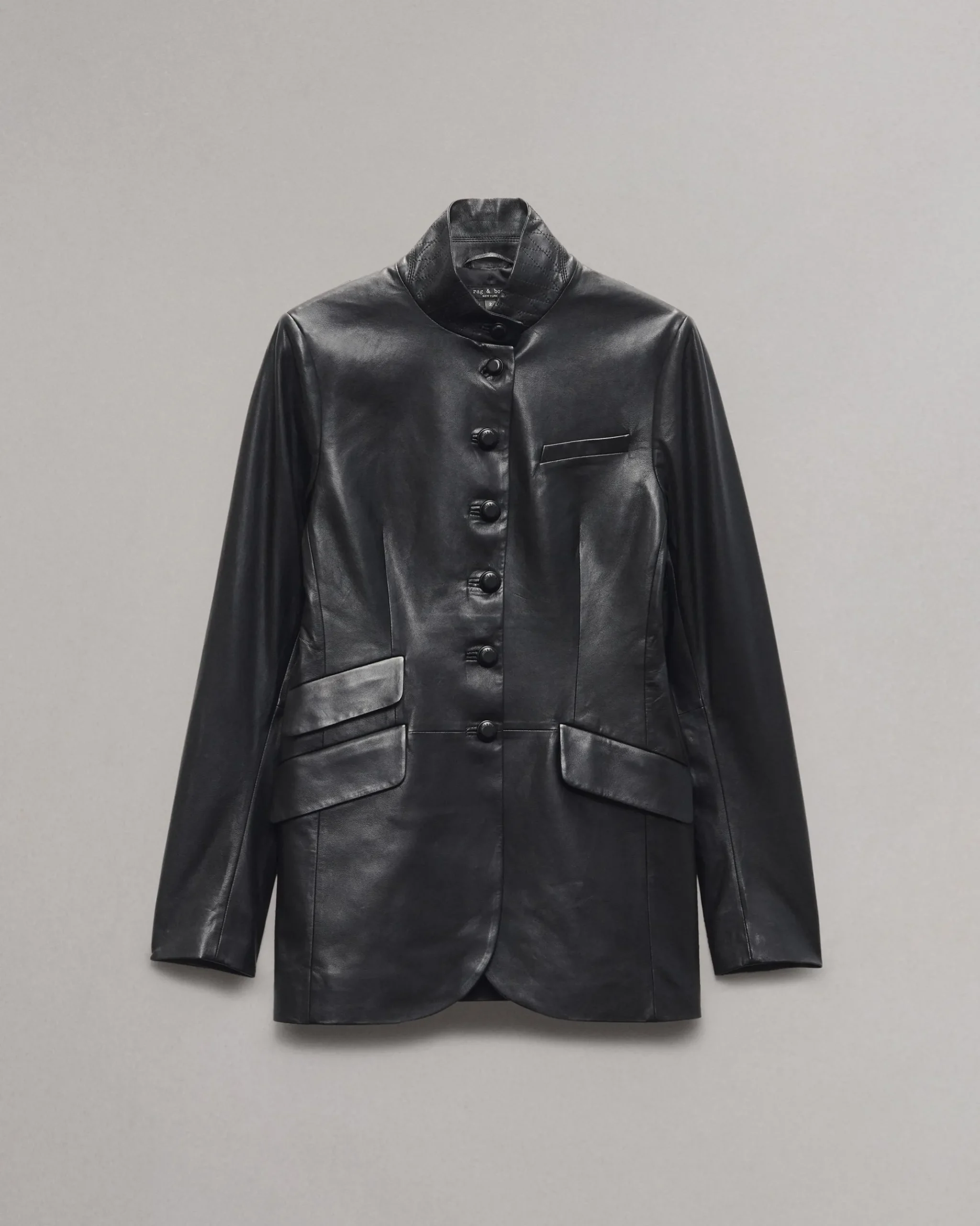 rag & bone Slade Long Leather Blazer Black Cheap