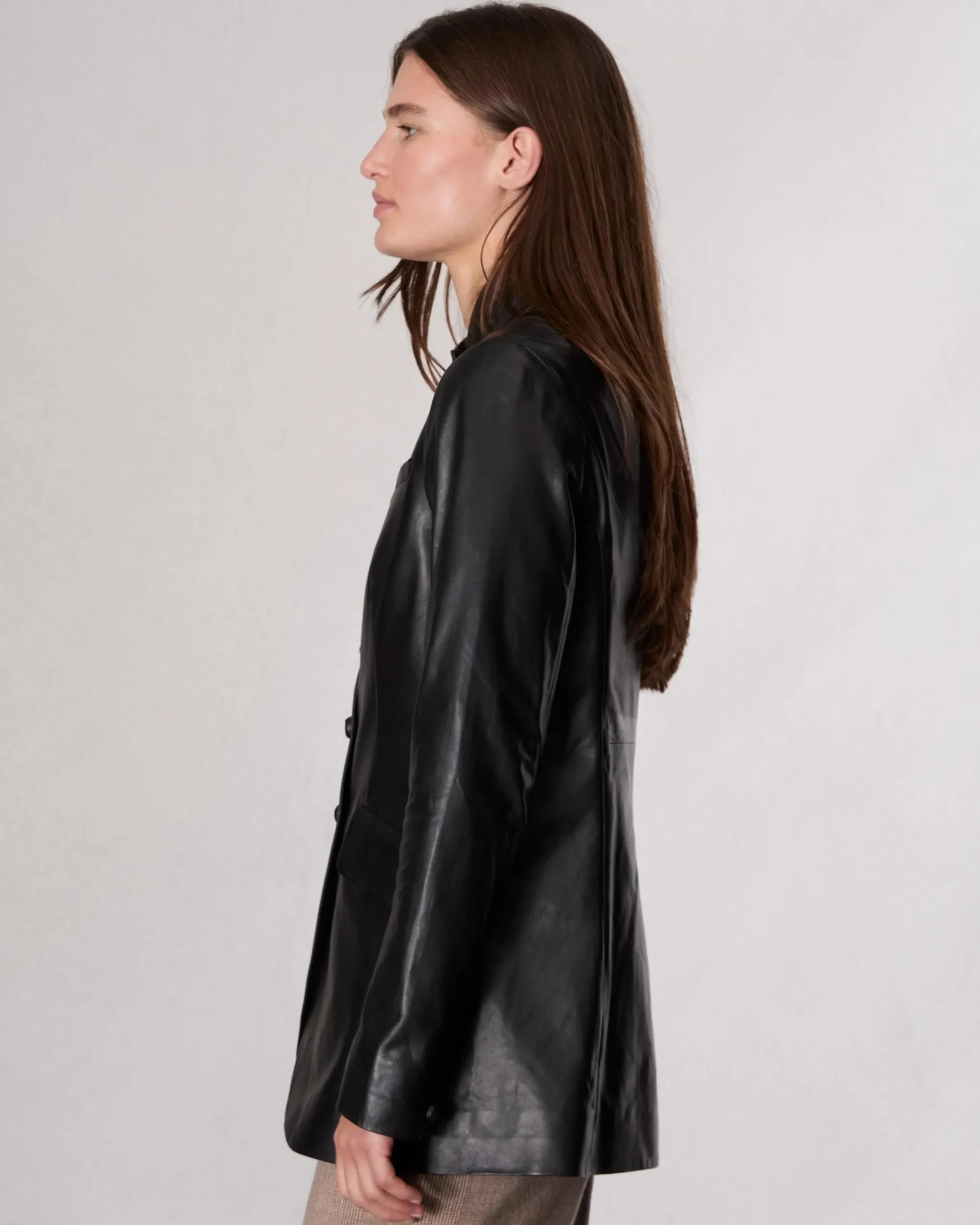 rag & bone Slade Long Leather Blazer Black Cheap