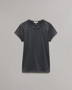 rag & bone Studded Cotton T-Shirt Black New