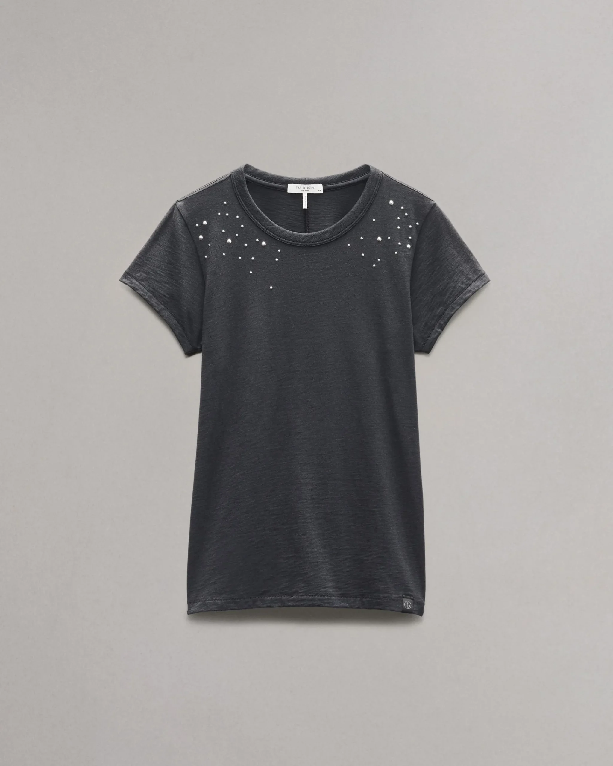 rag & bone Studded Cotton T-Shirt Black New