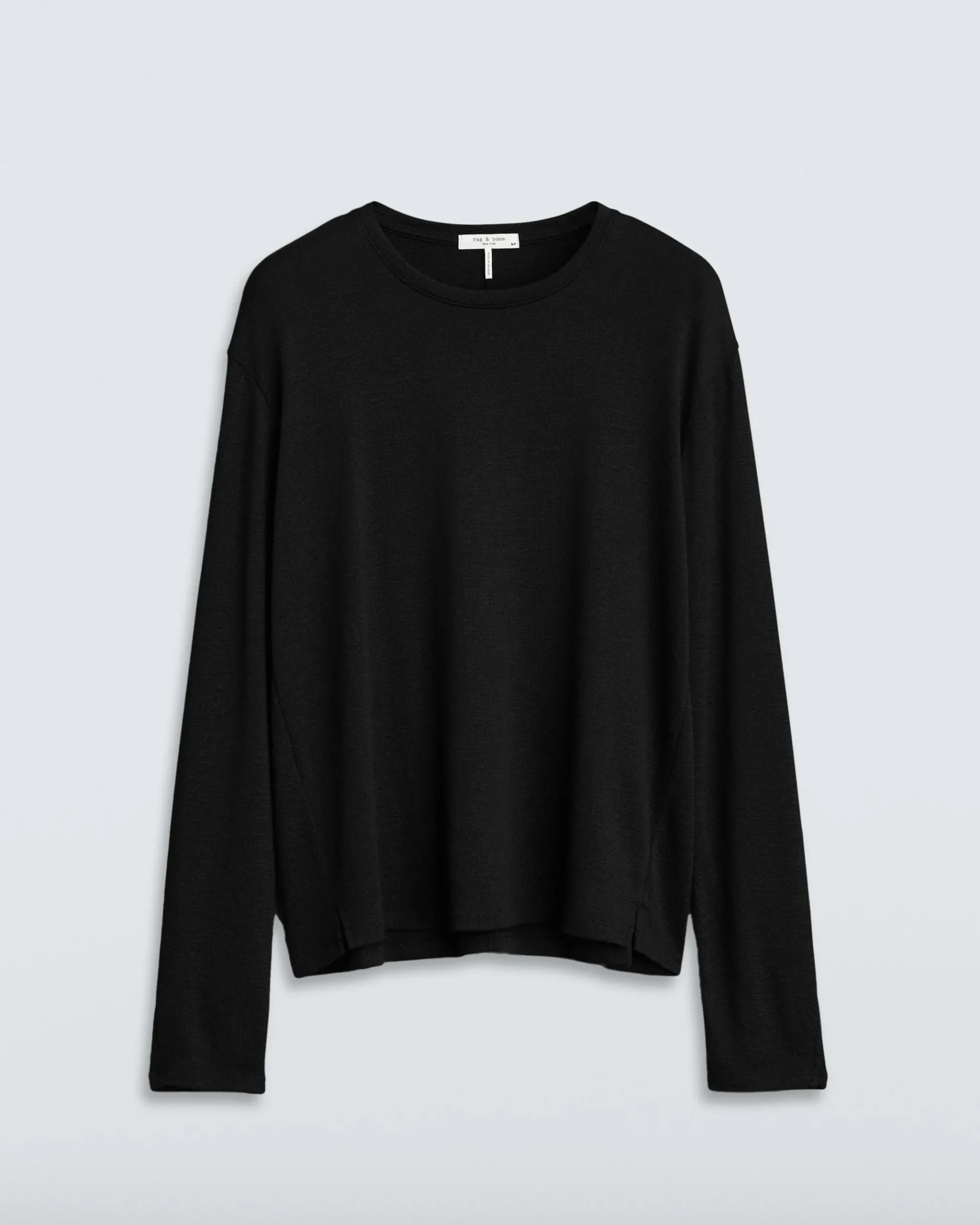 rag & bone The Knit Long Sleeve Tee Black New