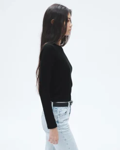 rag & bone The Knit Long Sleeve Tee Black New