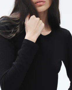 rag & bone The Knit Long Sleeve Tee Black New