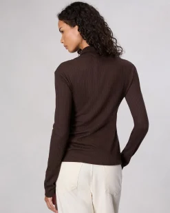 rag & bone The Knit Rib Polo Shirt Dark Chocolate Outlet