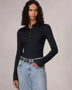 rag & bone The Knit Rib Polo Shirt Salute Shop