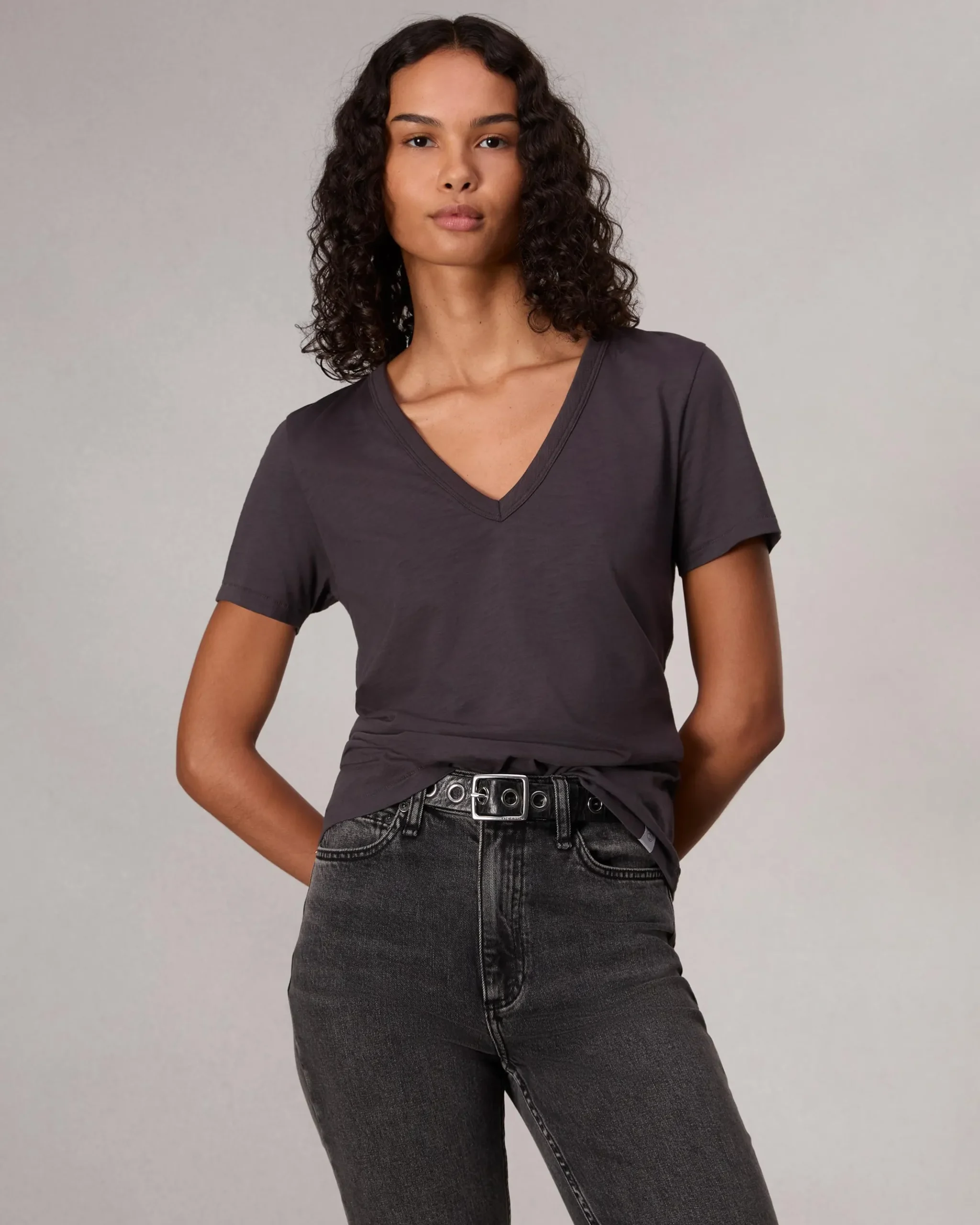 rag & bone The Slub V-Neck Tee Greystone Store