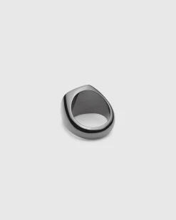 rag & bone The Square Signet Ring Black Titanium Store