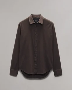 rag & bone Tomlin Stretch-Cotton Dobby Shirt Dk Chocolate Outlet