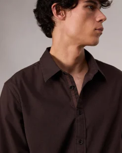 rag & bone Tomlin Stretch-Cotton Dobby Shirt Dk Chocolate Outlet