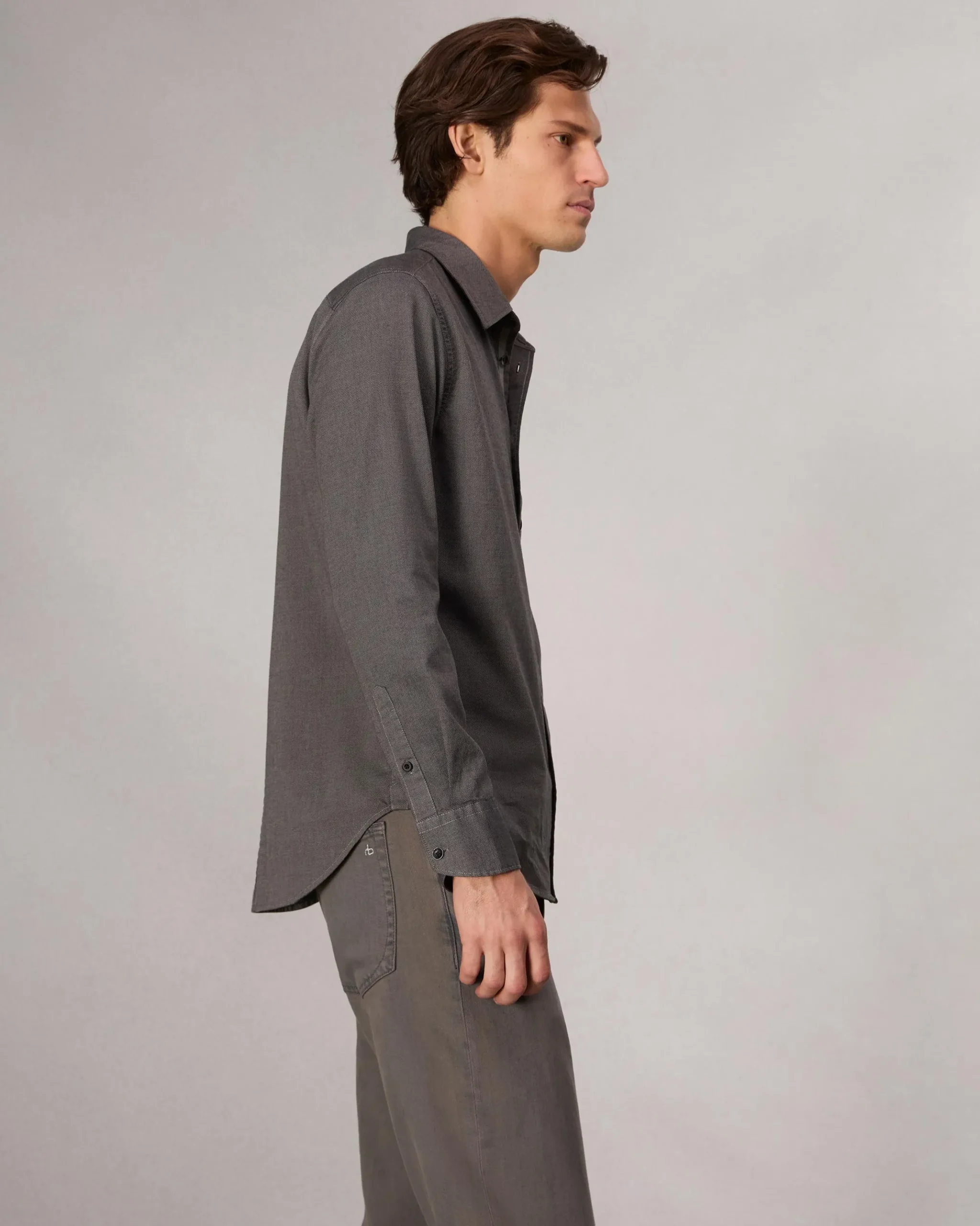 rag & bone Tomlin Stretch-Cotton Dobby Shirt Dark Grey Online