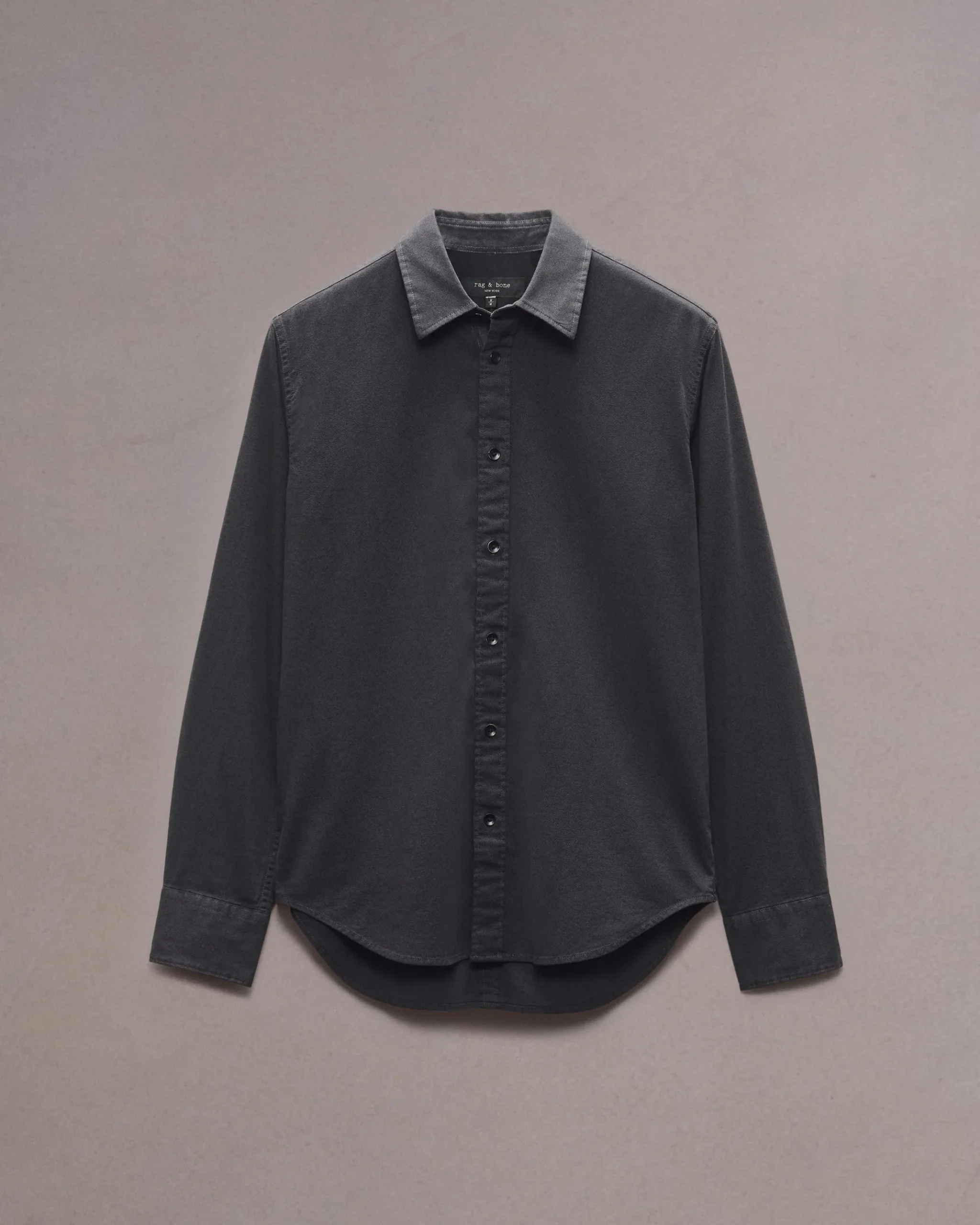 rag & bone Tomlin Stretch-Cotton Dobby Shirt Charcoal Grey New