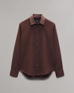 rag & bone Tomlin Stretch-Cotton Dobby Shirt Maroon Cheap