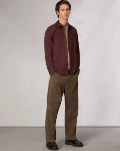 rag & bone Tomlin Stretch-Cotton Dobby Shirt Maroon Cheap