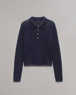 rag & bone Viola Polo Sweater Indigo Cheap