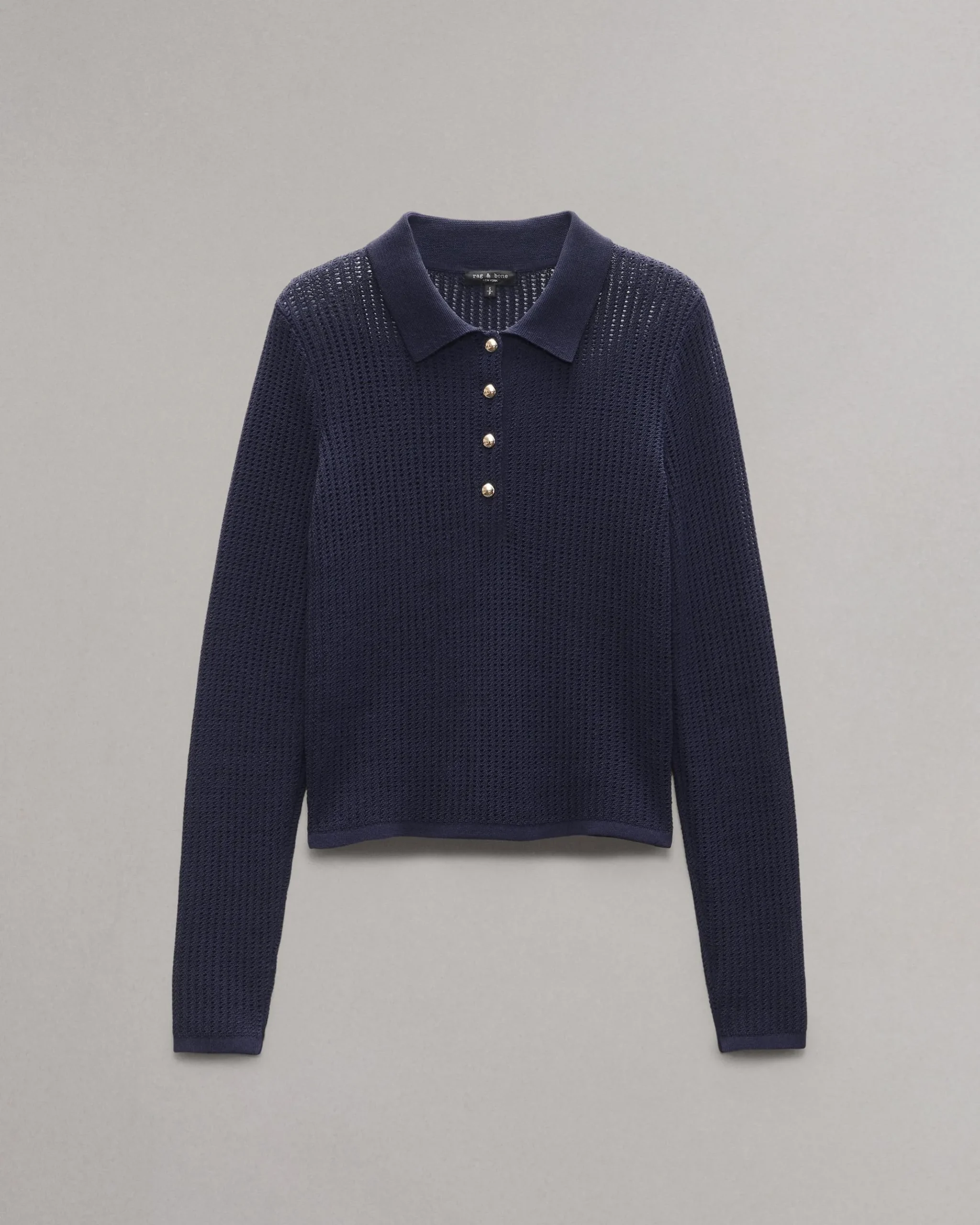 rag & bone Viola Polo Sweater Indigo Cheap