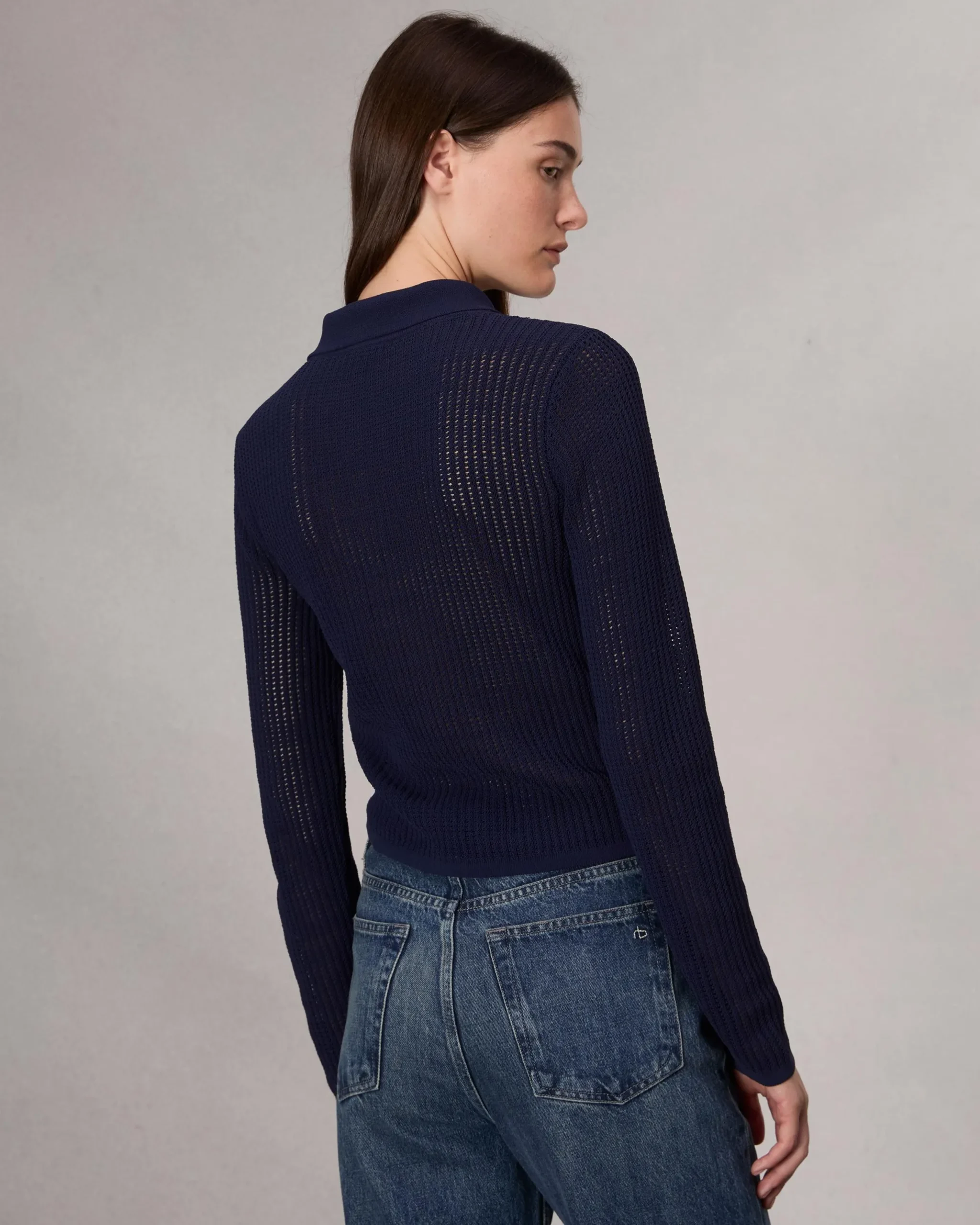 rag & bone Viola Polo Sweater Indigo Cheap
