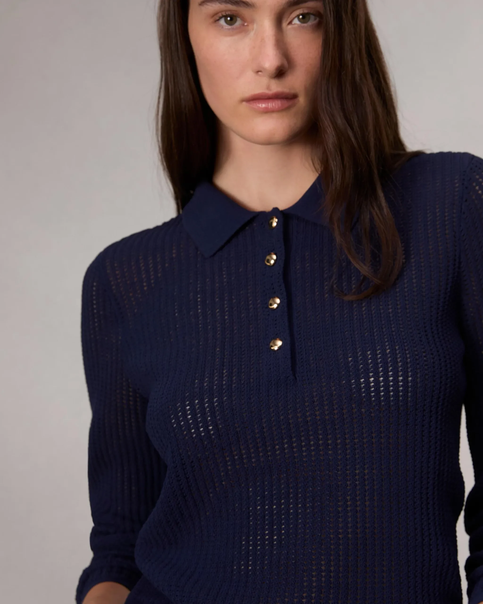 rag & bone Viola Polo Sweater Indigo Cheap