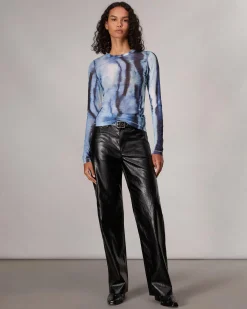 rag & bone Yana Stretch Mesh T-Shirt Blue Multi Fashion