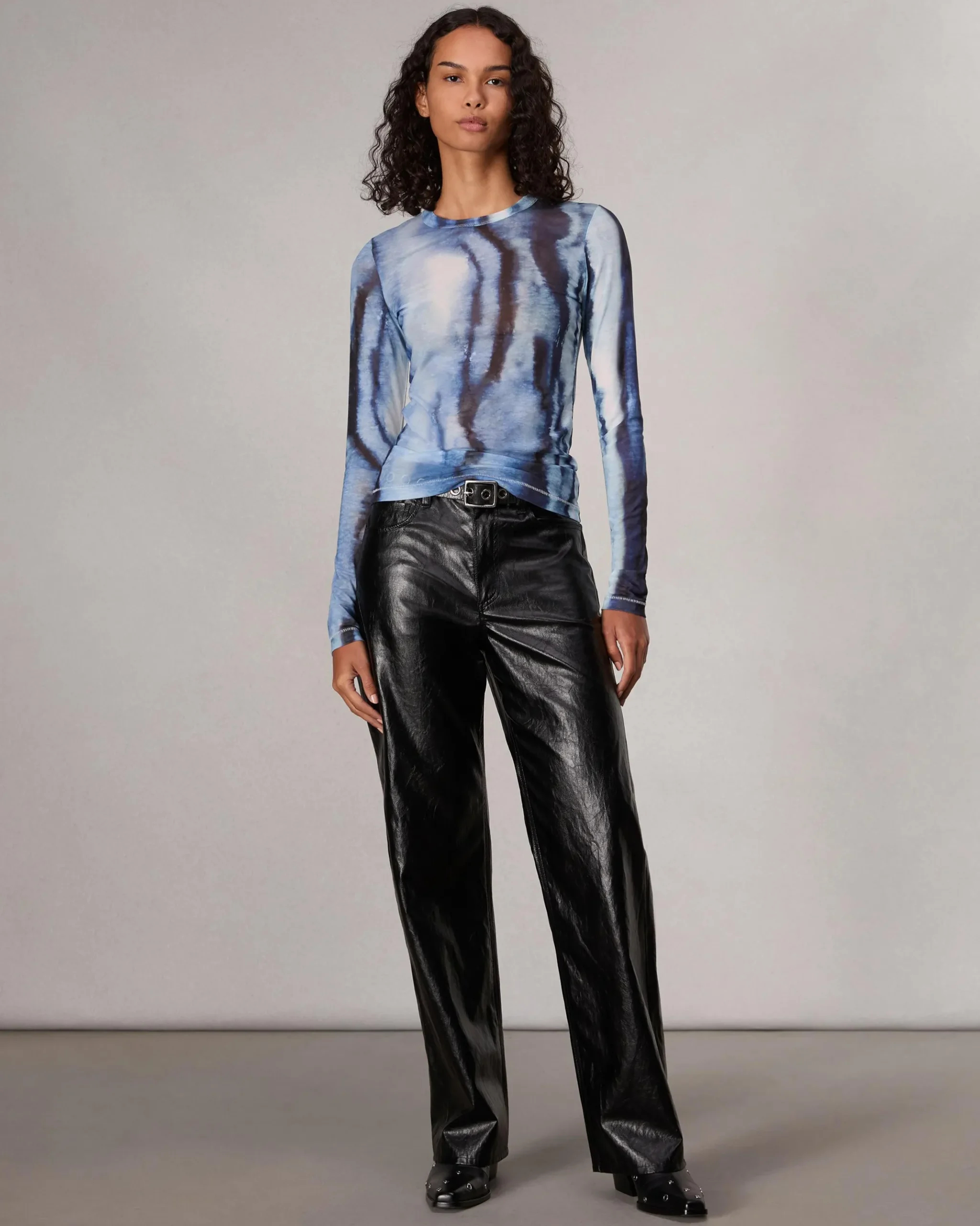 rag & bone Yana Stretch Mesh T-Shirt Blue Multi Fashion